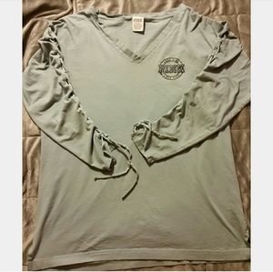 VS Pink Long Sleeve Lace Up Tee